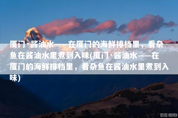 厦门·酱油水——在厦门的海鲜排档里，看杂鱼在酱油水里煮到入味(厦门·酱油水——在厦门的海鲜排档里，看杂鱼在酱油水里煮到入味)